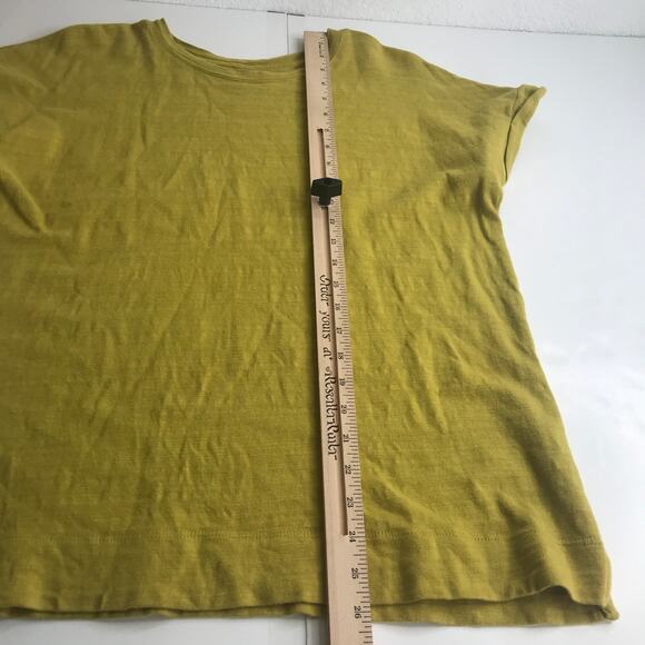 LOFT Top Womens Small Yellow Green Short Sleeve 100% Slub Cotton Terry Knit - Picture 10 of 10